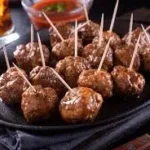 Hot Spicy Meatball Skillet featuring tender meatballs in rich marinara sauce.